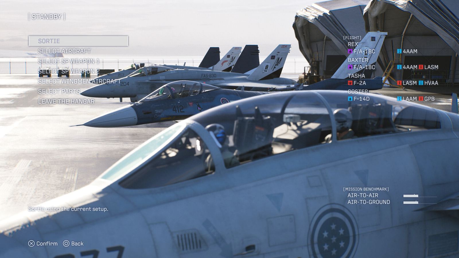 ACE COMBAT 8: WINGS OF THEVE, Tangkapan layar dalam game (1 dari 14).